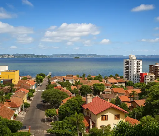 Vista da cidade de Guaíba, berço do Tchê Delivery